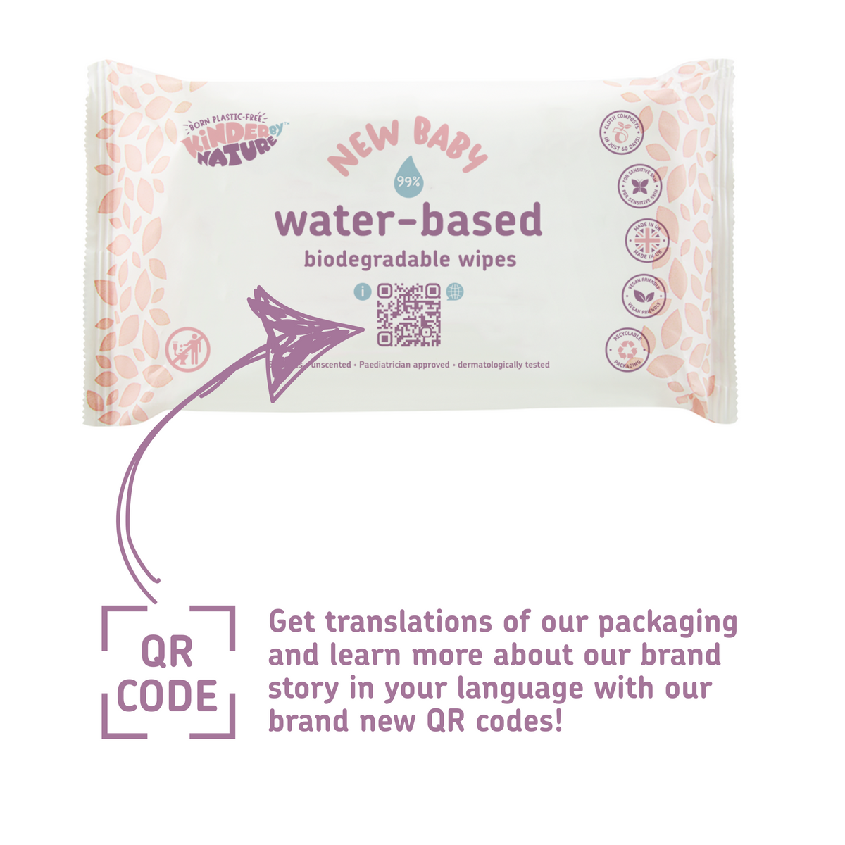 Kinder by Nature 99% Water Biodegradable Baby Wipes for Sensitive & Eczema-Prone Skin – 672 Count (12 Packs)