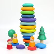 Load image into Gallery viewer, 16 Pcs STAINED Wooden Stacking Pebbles Wooden Stacking Stones
