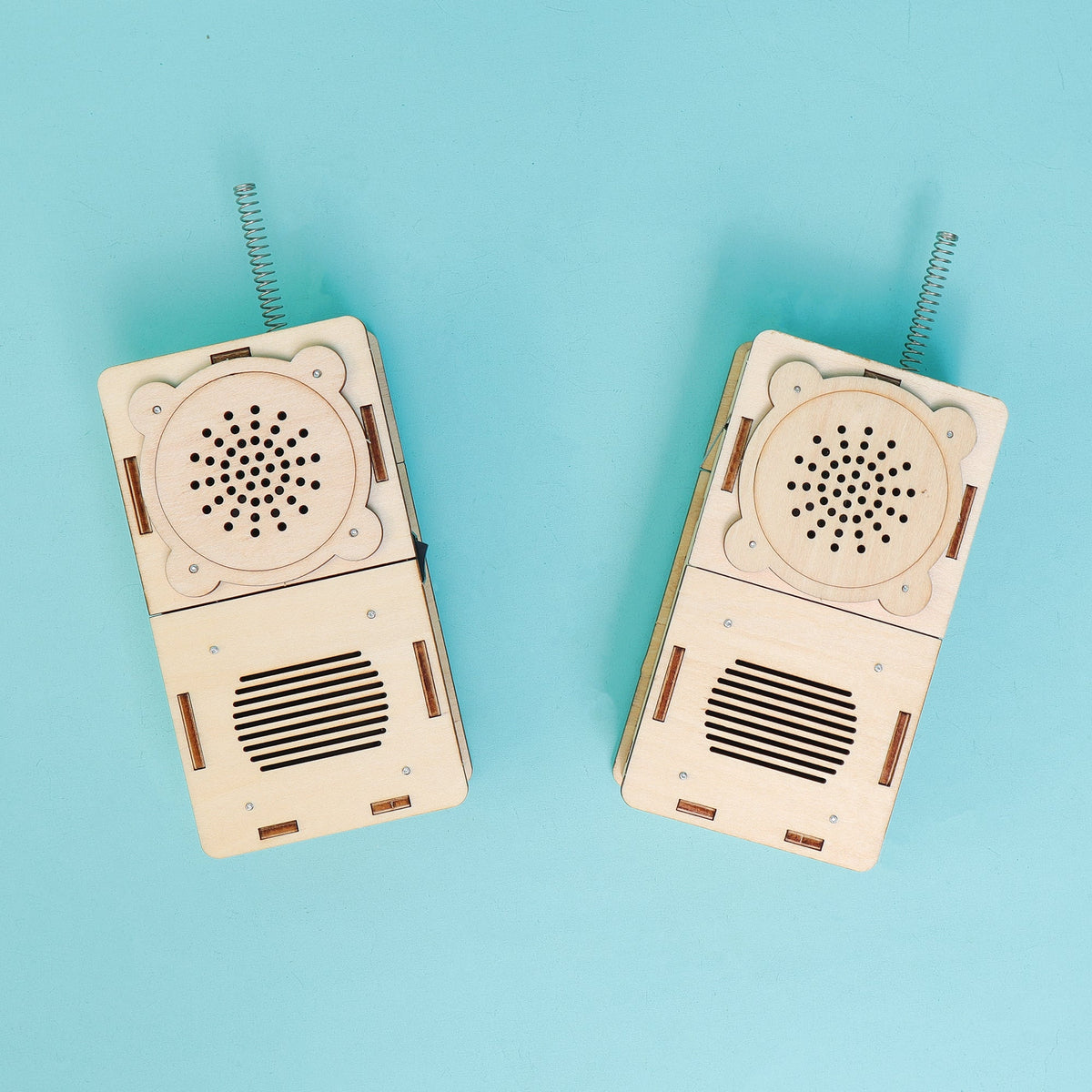 Kitsville Walkie Talkie Set of 2 DIY Kit – Wooden STEM Building Kit for Kids