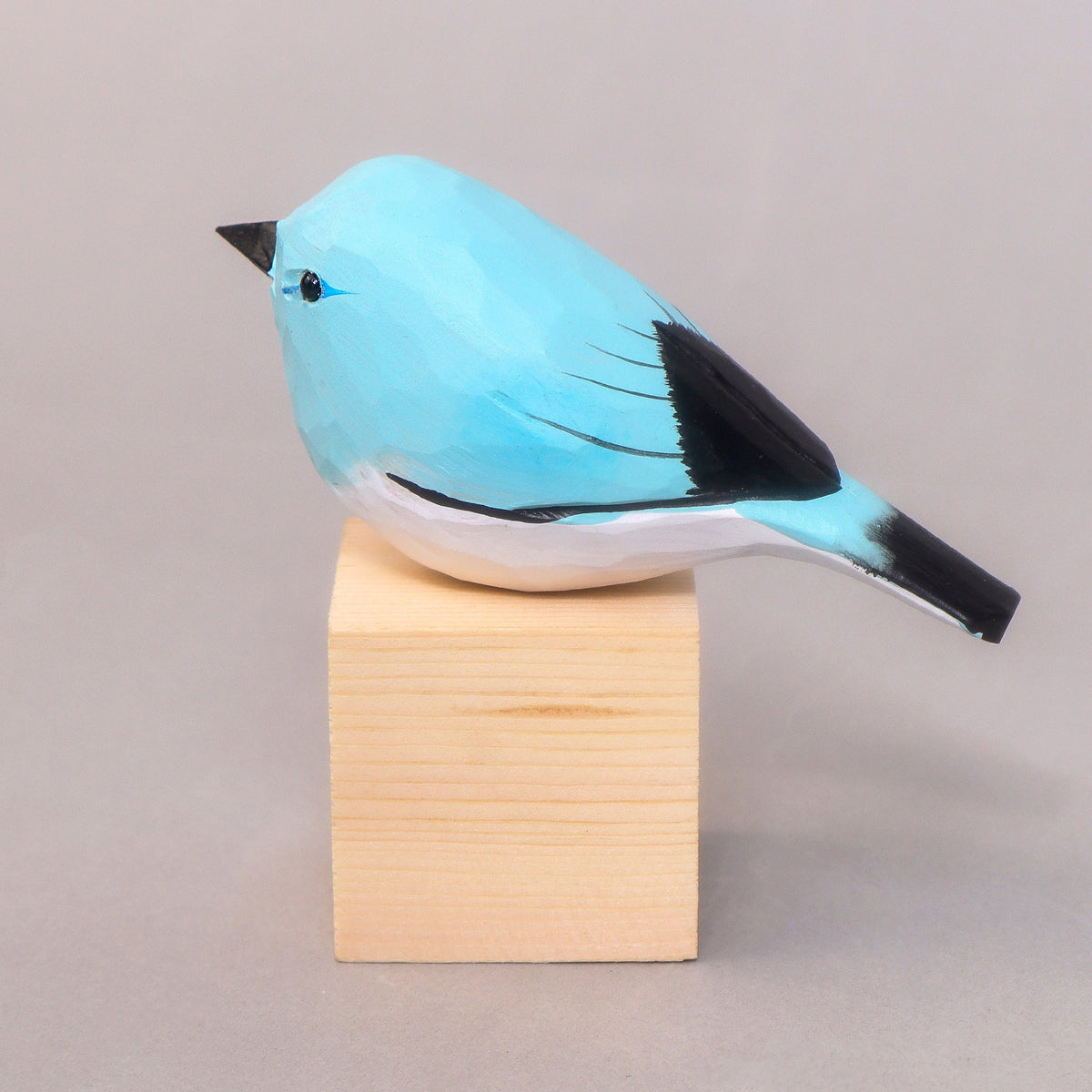 Kitsville Hand-Carved Wooden Bird Figurine – Blue