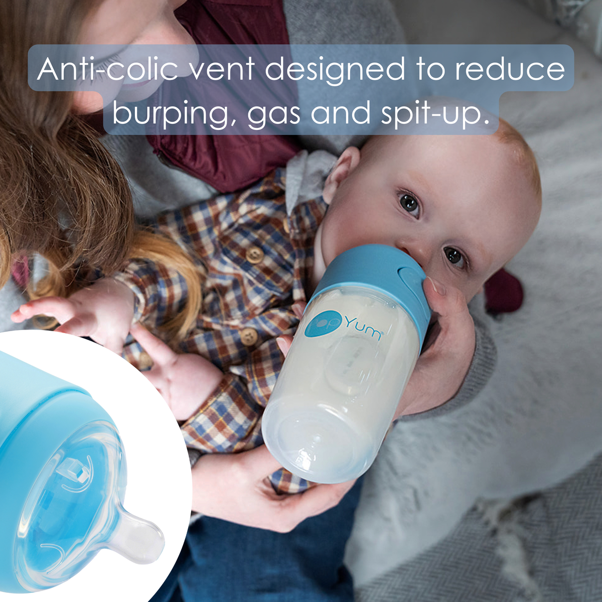 PopYum 9oz Formula-Making Baby Bottle 3-Pack with Gray Drying Rack – Blue