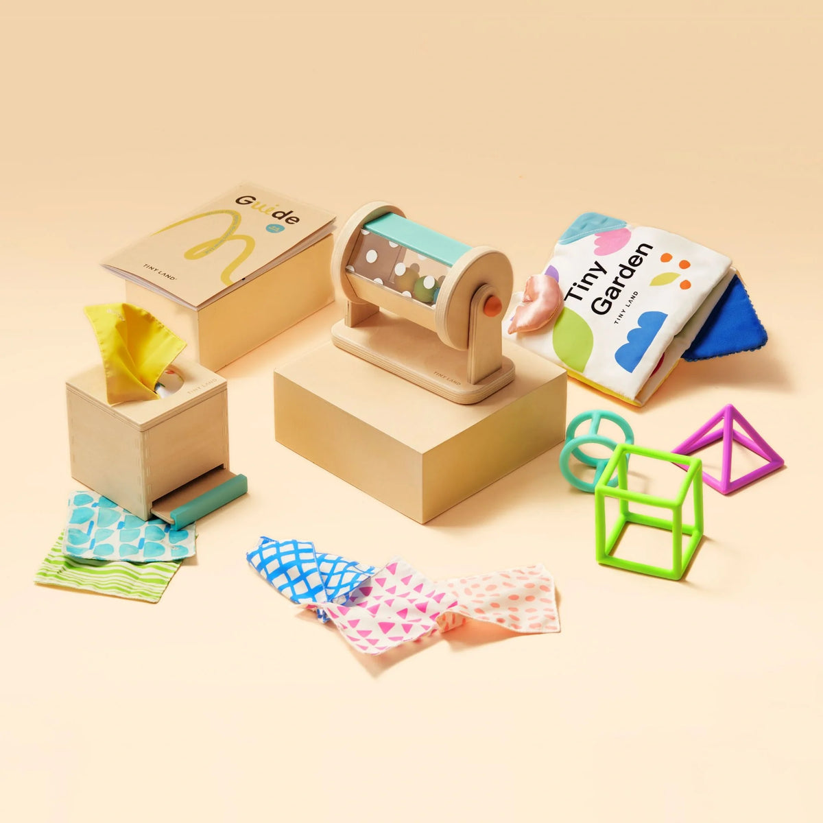 Tiny Land Brain & Hands Montessori Baby Playset – Toy Box (4–6 Months) + Activity Cube