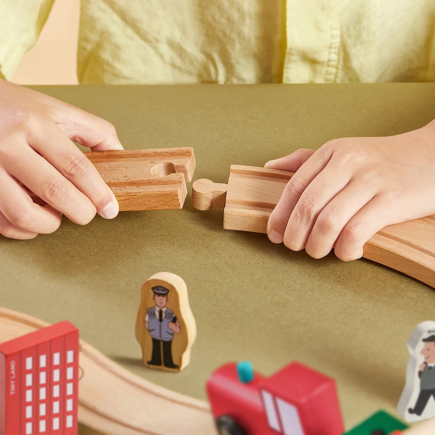 Tiny Land® Wooden Eco-Friendly Train Set for Children 39 Pcs