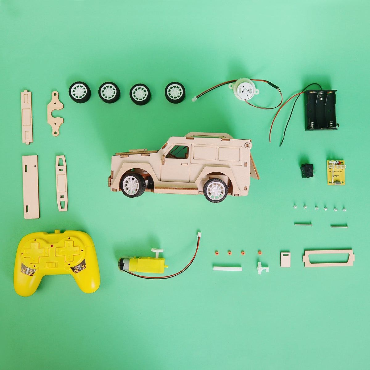 Kitsville 2.4 GHz RC SUV Car DIY Kit – Wooden STEM Building Kit for Kids 12+