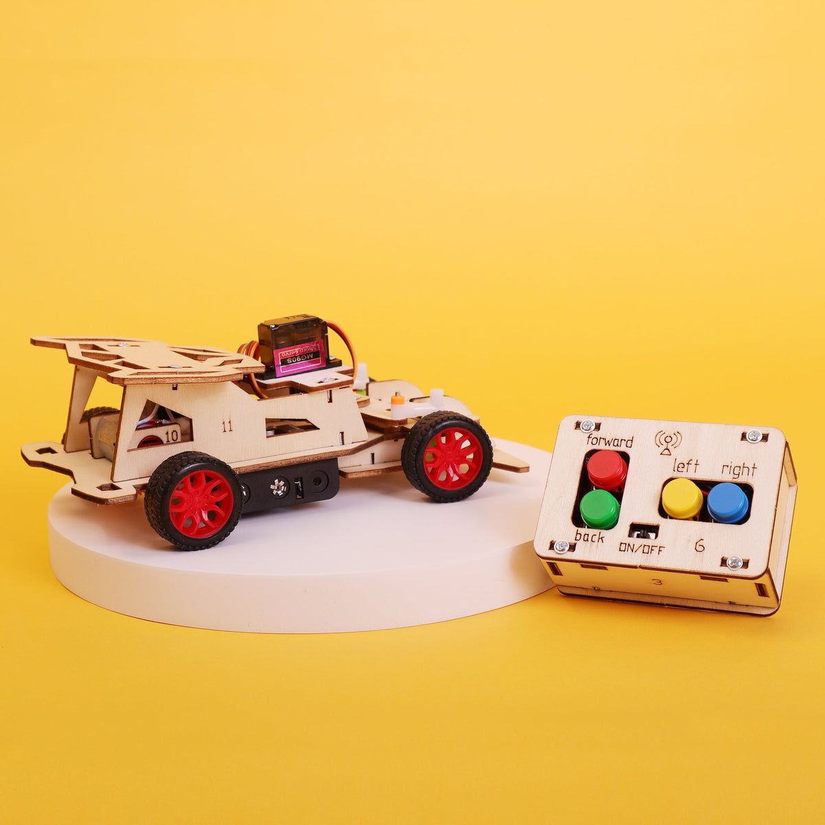 Kitsville Steering Remote Control Car DIY Kit – Wooden STEM Building Kit for Kids 12+