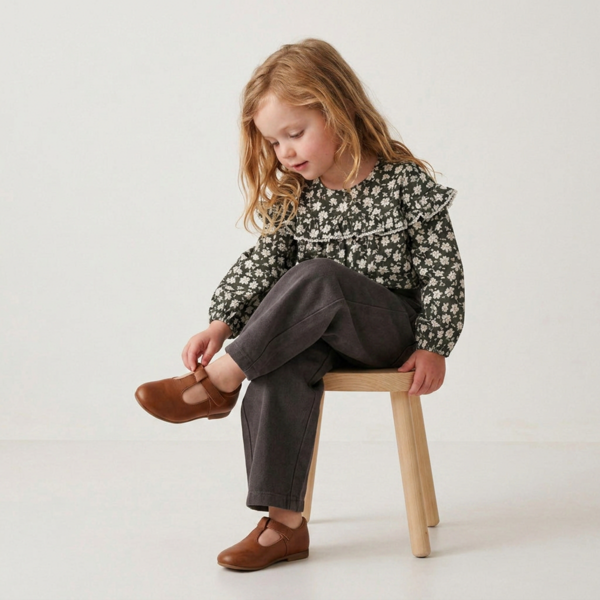 Organic Cotton Ruffle Button Blouse for Toddlers – Twilight Meadow
