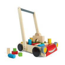 Load image into Gallery viewer, PlanToys Eco-Friendly Wooden Baby Walker with Building Blocks
