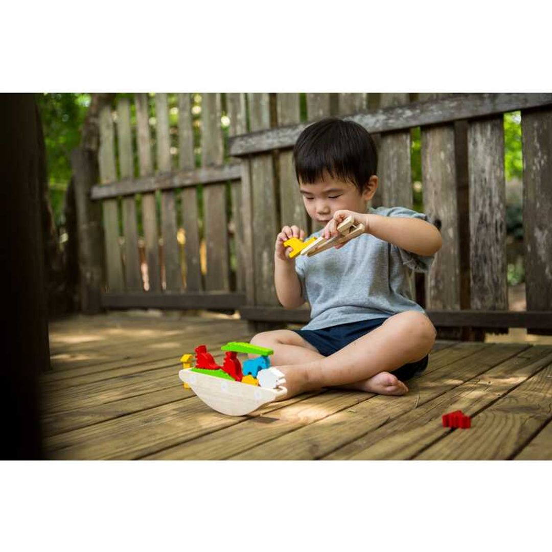 PlanToys Eco-Friendly Wooden Balancing Boat Game Toy