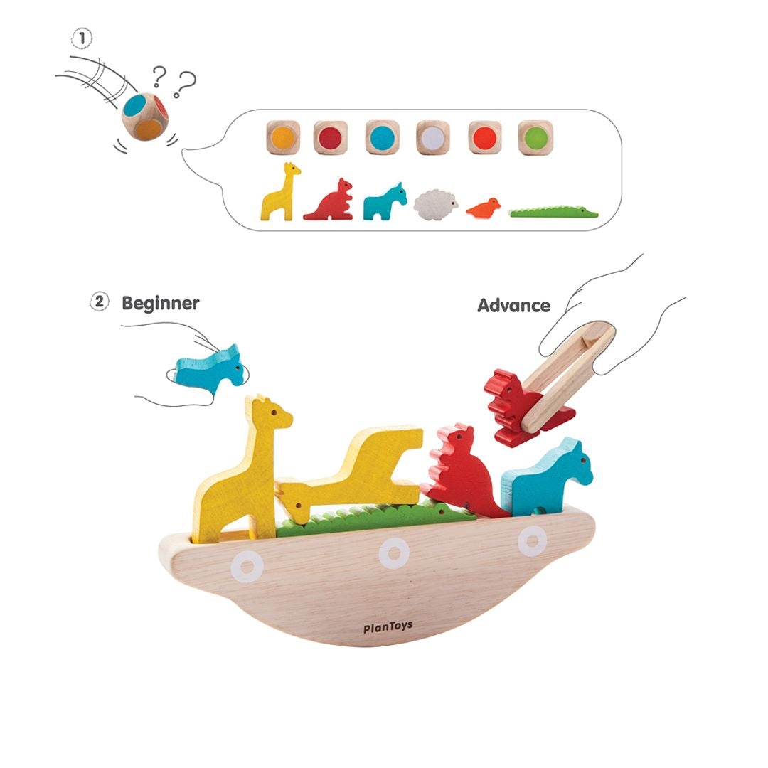 PlanToys Eco-Friendly Wooden Balancing Boat Game Toy