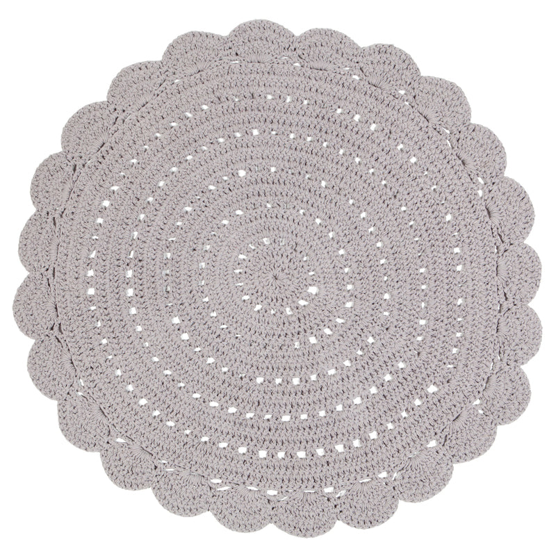 Alma Hand-Crocheted Round Cotton Rug – Linen