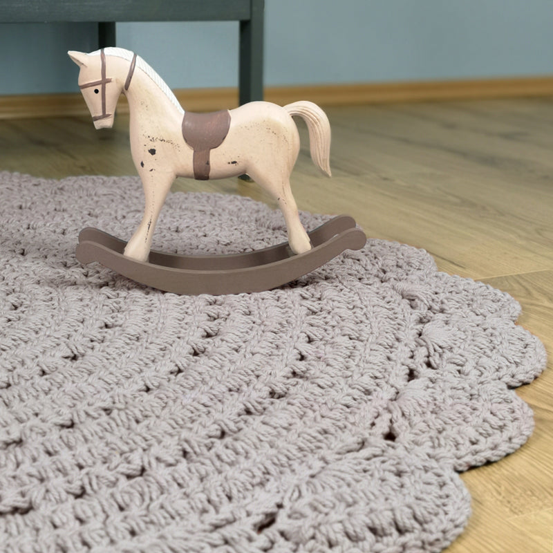 Alma Hand-Crocheted Round Cotton Rug – Linen