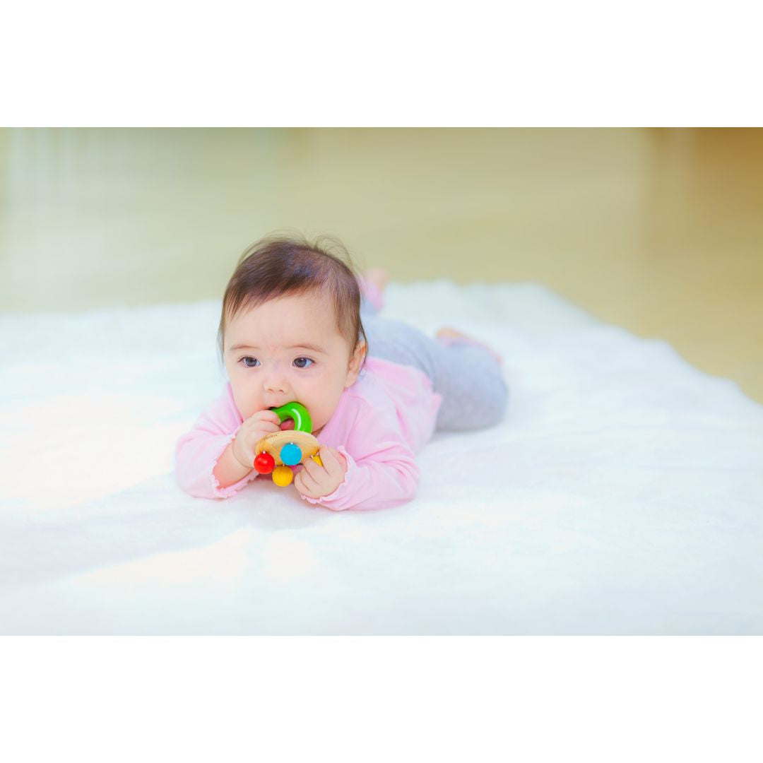 PlanToys Wooden Bell Rattle: Eco-Friendly, Non-Toxic Sensory Toy for Babies