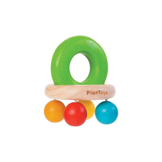 PlanToys Wooden Bell Rattle: Eco-Friendly, Non-Toxic Sensory Toy for Babies