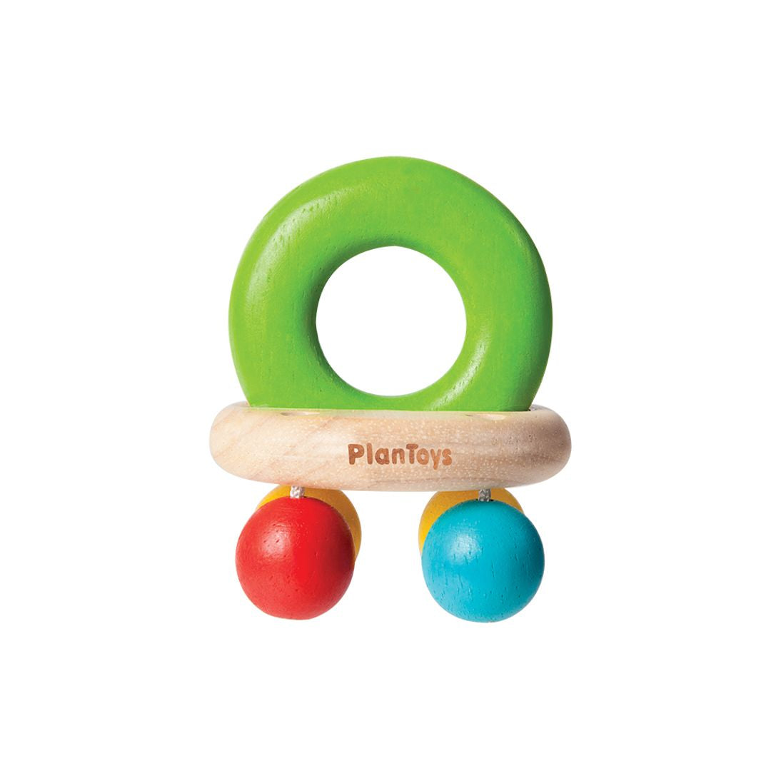 PlanToys Wooden Bell Rattle: Eco-Friendly, Non-Toxic Sensory Toy for Babies