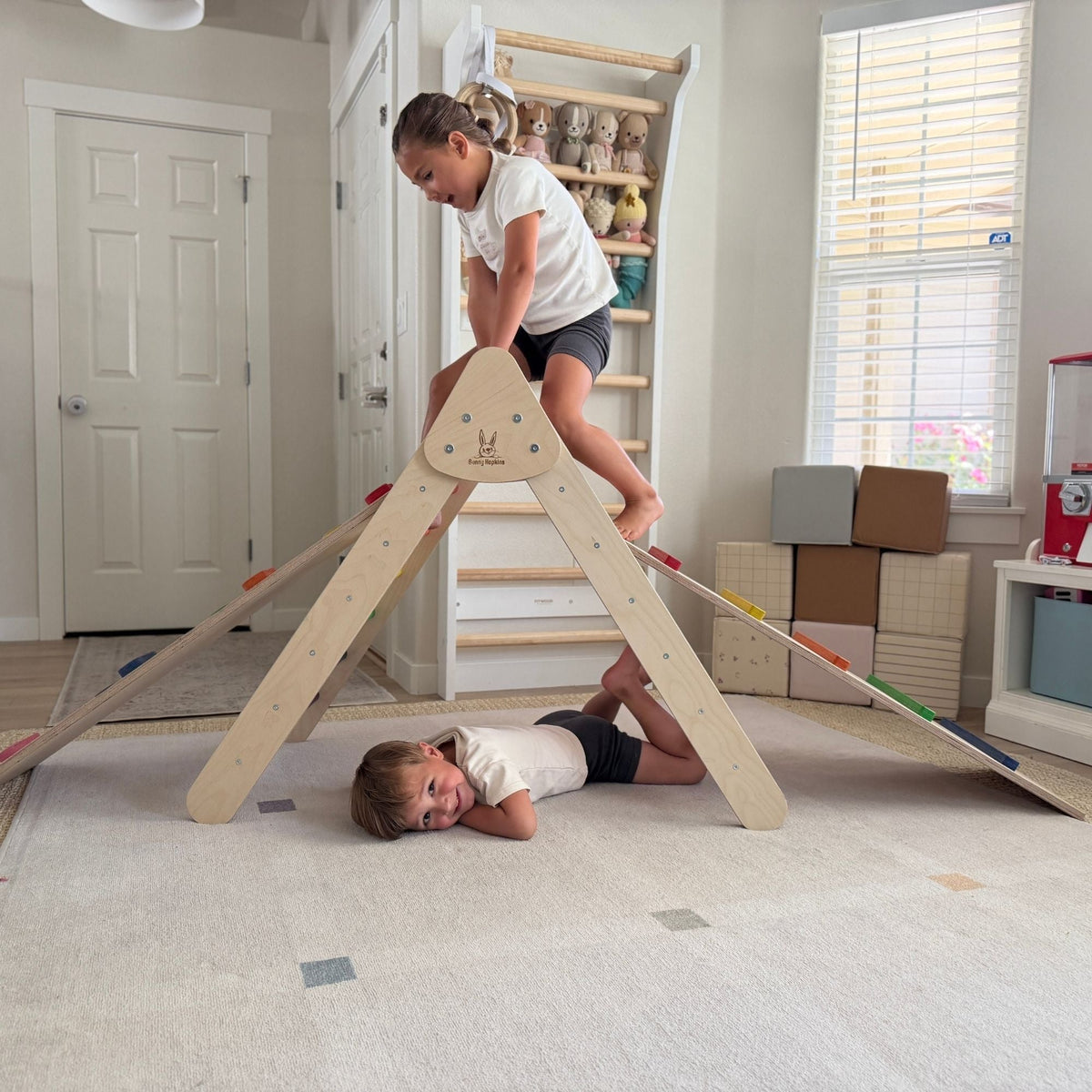 Bunny Hopkins Classic Climber Playset – Original Pikler Triangle with Reversible Ramp, Made in the USA