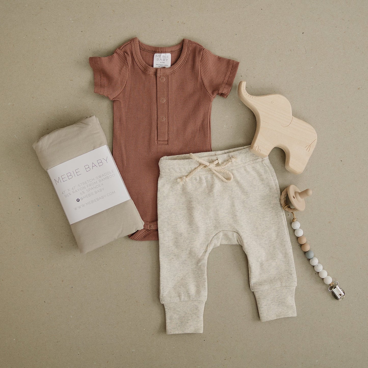 Mebie Baby Dusty Rose Organic Cotton Ribbed Short Sleeve Bodysuit Onesie with Snaps