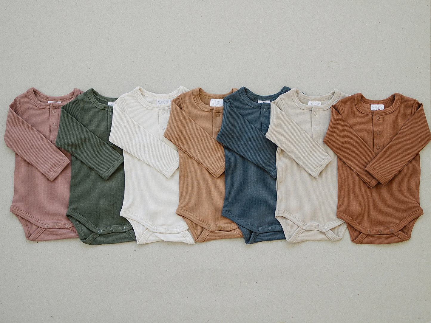 Mebie Baby Rust Organic Snap Long Sleeve Ribbed Bodysuit Onesie