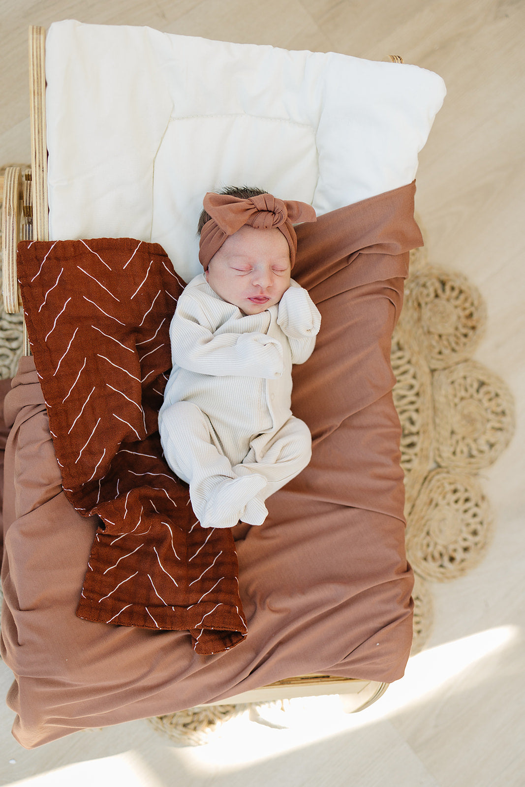 Mebie Baby Vanilla Organic Cotton Ribbed Snap Footed Pajamas (NB–18 Months)