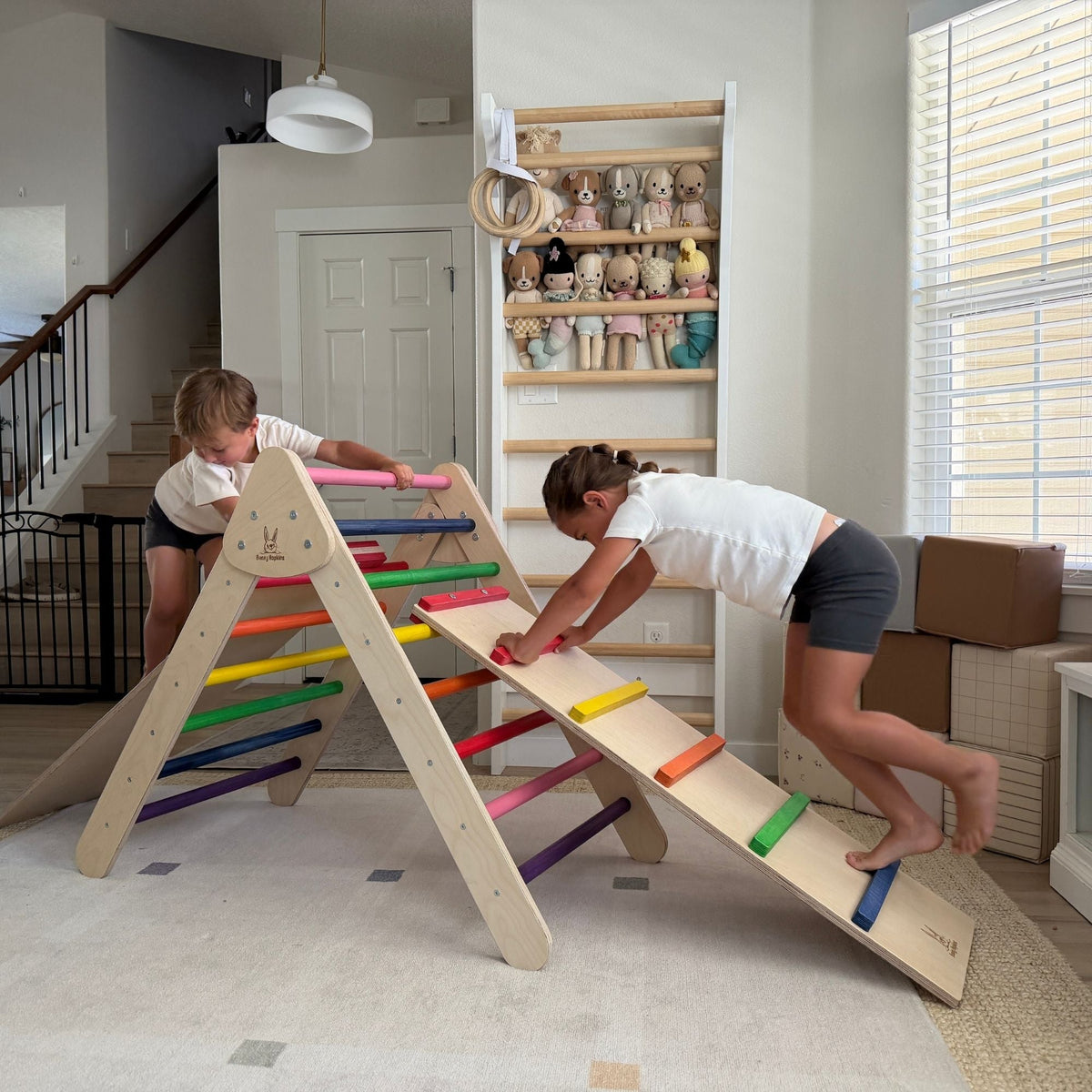Bunny Hopkins Classic Climber Playset – Original Pikler Triangle with Reversible Ramp, Made in the USA