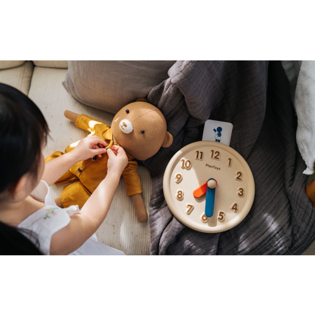 PlanToys Eco-Friendly Wooden Kids' Activity Clock
