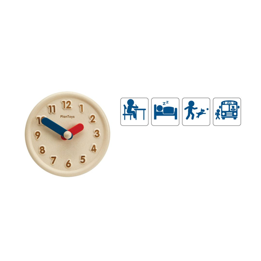 PlanToys Eco-Friendly Wooden Kids' Activity Clock