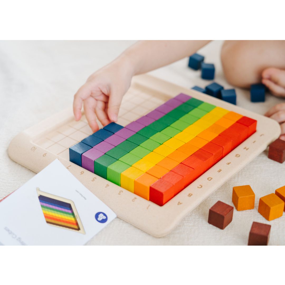 PlanToys Eco-Friendly Wooden 100 Counting Cubes - Unit Plus