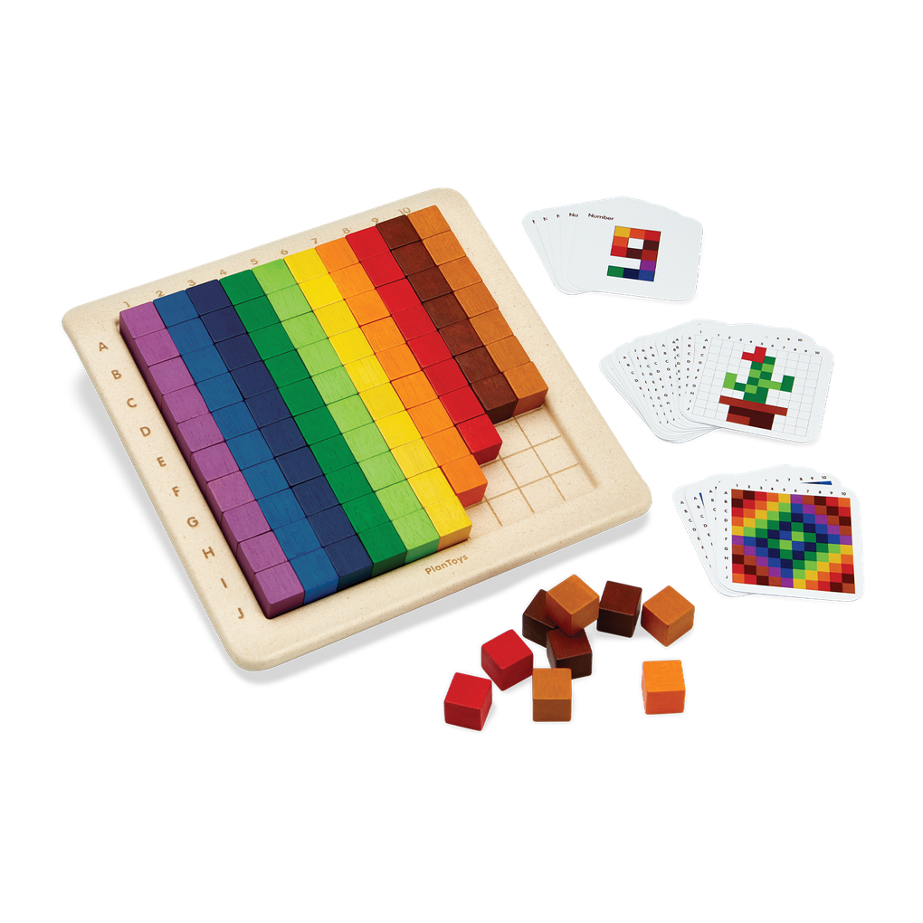 PlanToys Eco-Friendly Wooden 100 Counting Cubes - Unit Plus