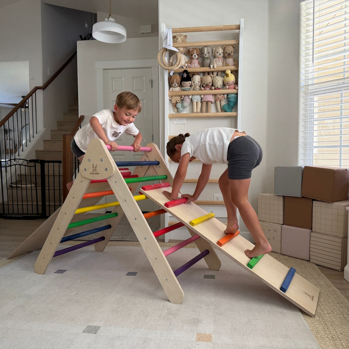 Bunny Hopkins Classic Climber Playset – Original Pikler Triangle with Reversible Ramp, Made in the USA