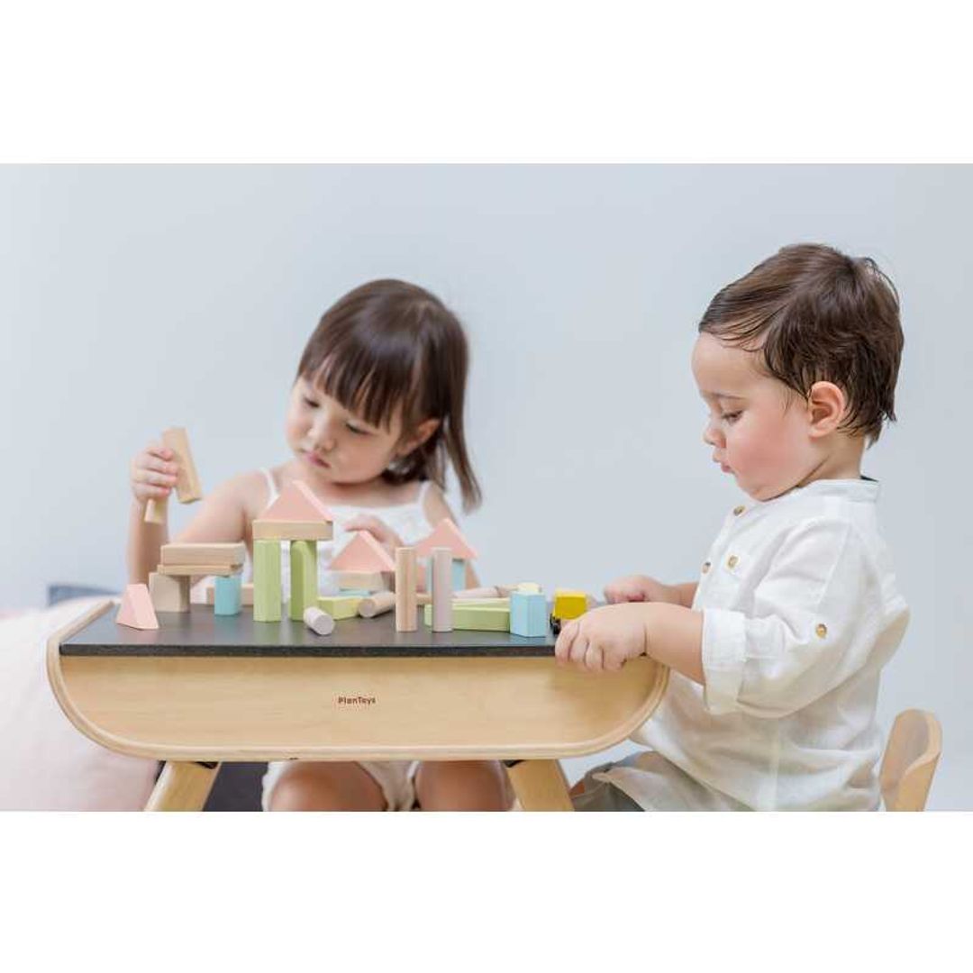 PlanToys 40 Unit Eco-Friendly Wooden Building Blocks Set