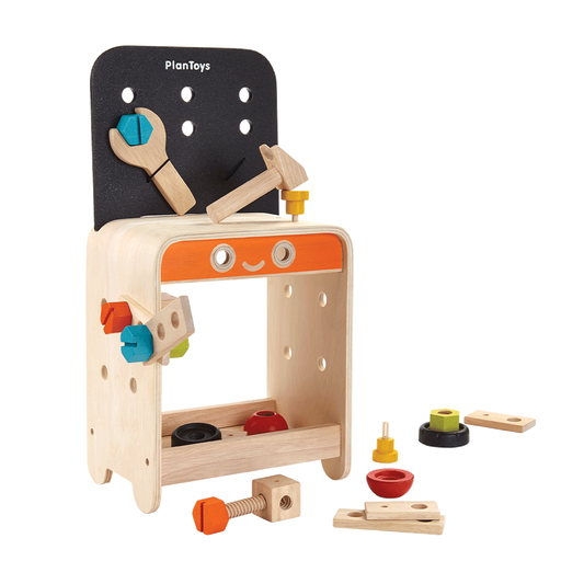 PlanToys Eco-Friendly Wooden Kids' Workbench Pretend Play Toy