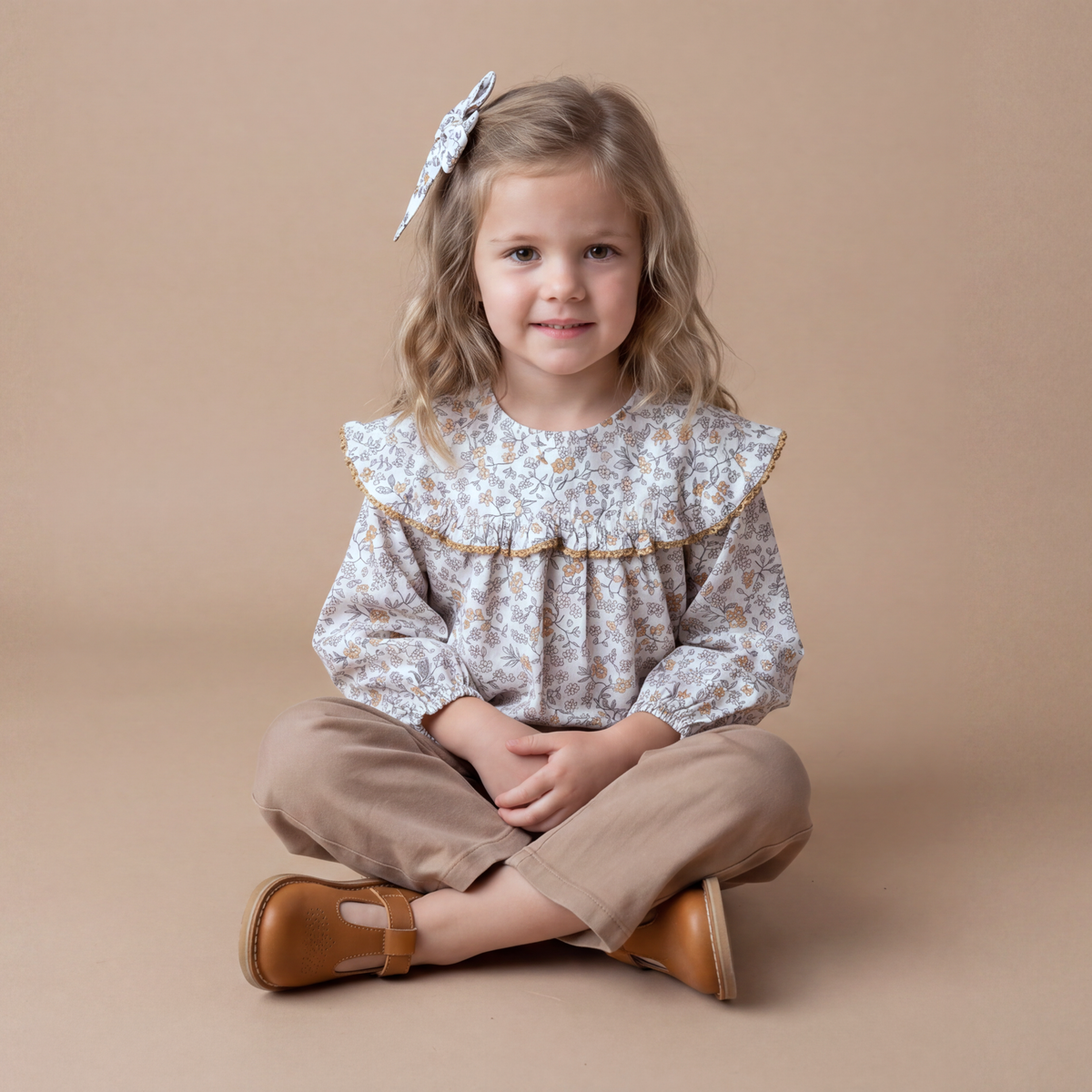 Organic Cotton Ruffle Button Blouse for Toddlers – Ivy