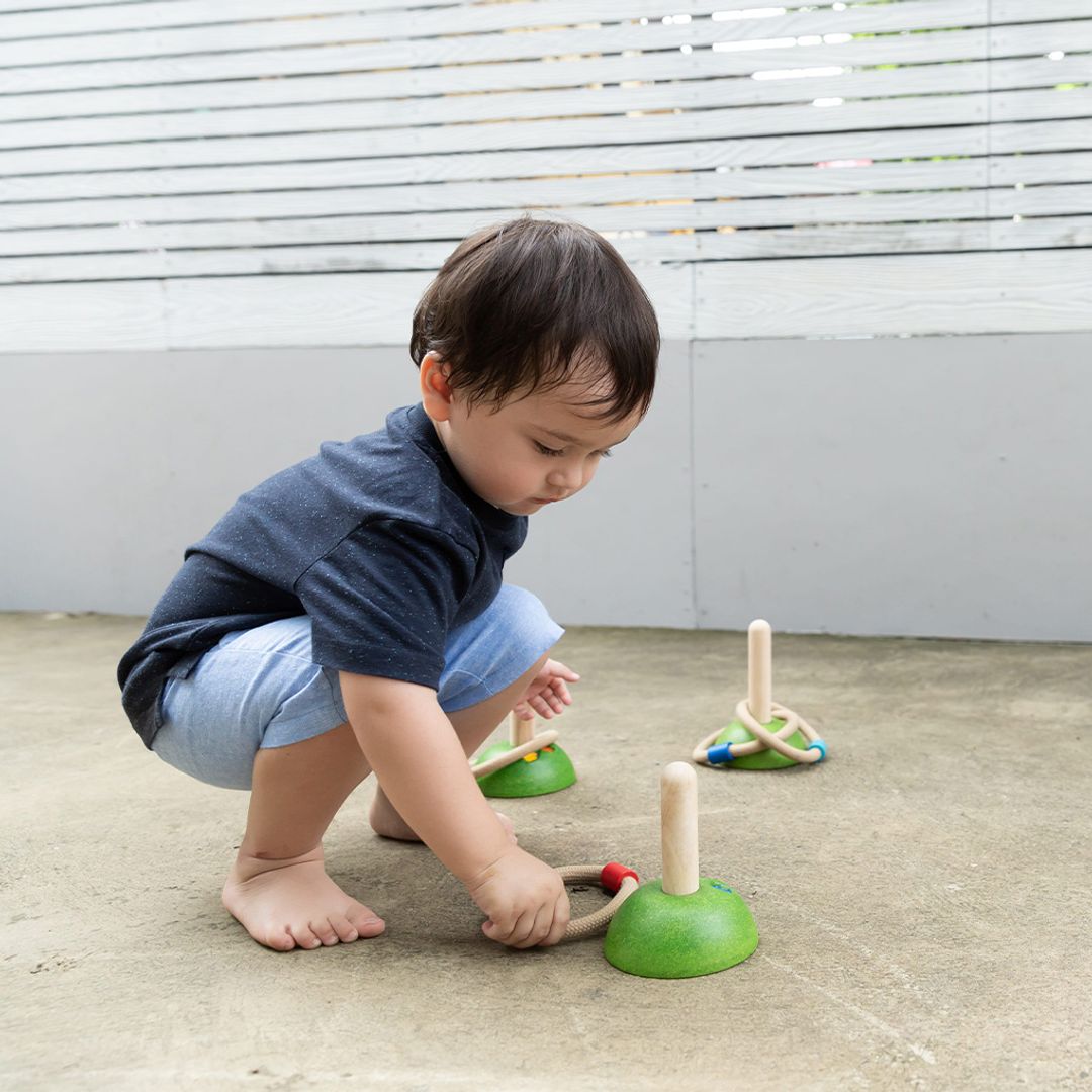 PlanToys Eco-friendly Non-Toxic Wooden Meadow Ring Toss