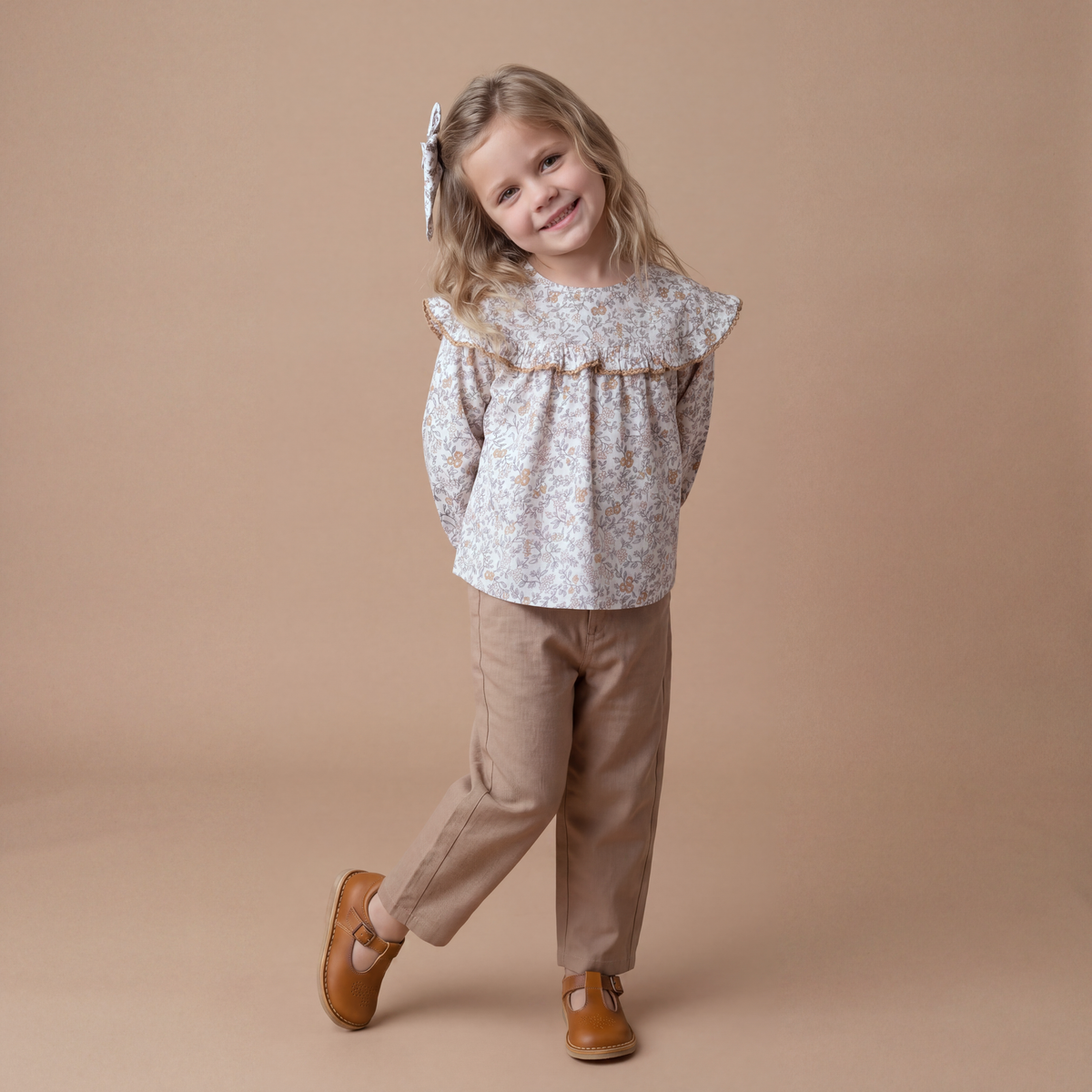 Organic Cotton Ruffle Button Blouse for Toddlers – Ivy