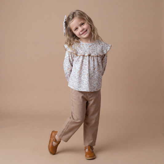 Organic Cotton Ruffle Button Blouse for Toddlers – Ivy
