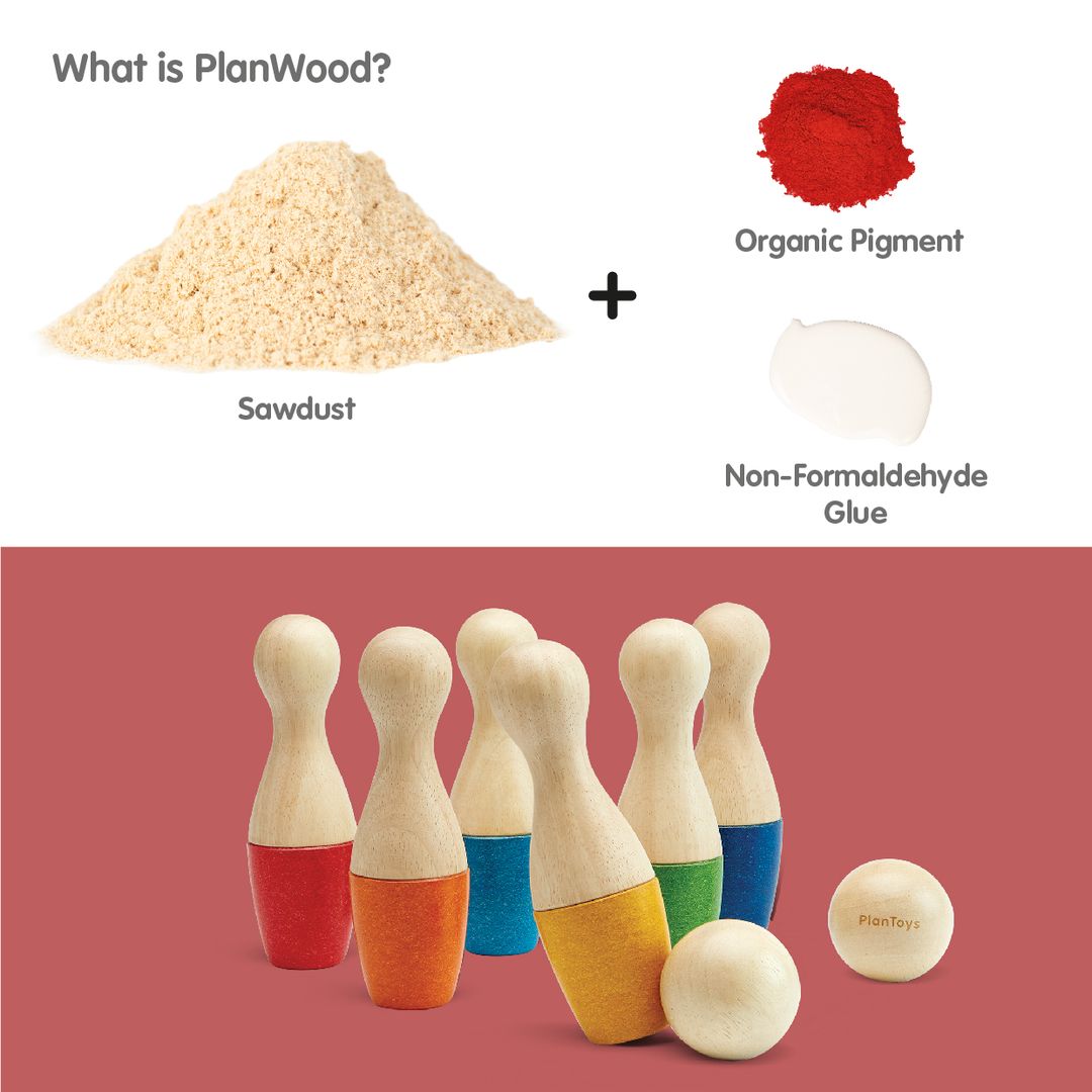 PlanToys Eco-Friendly Wooden Kids' Bowling Set