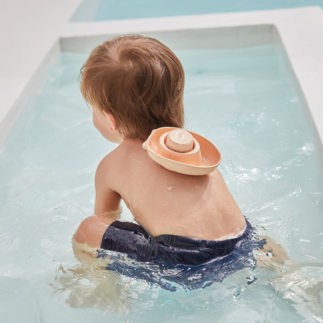 PlanToys Sustainable Rubber Convertible Boat - Pastel Orange