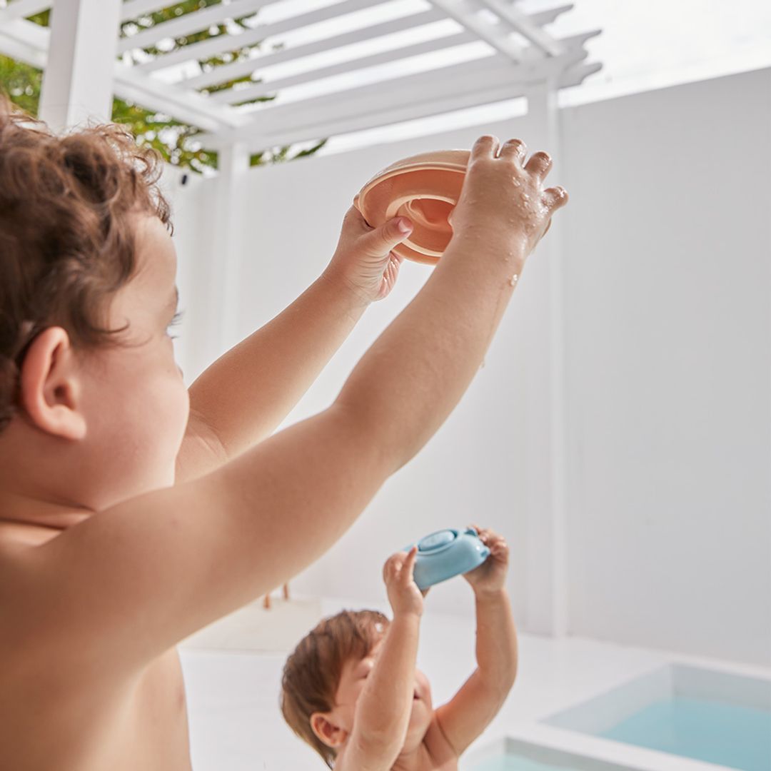 PlanToys Sustainable Rubber Convertible Boat - Pastel Orange