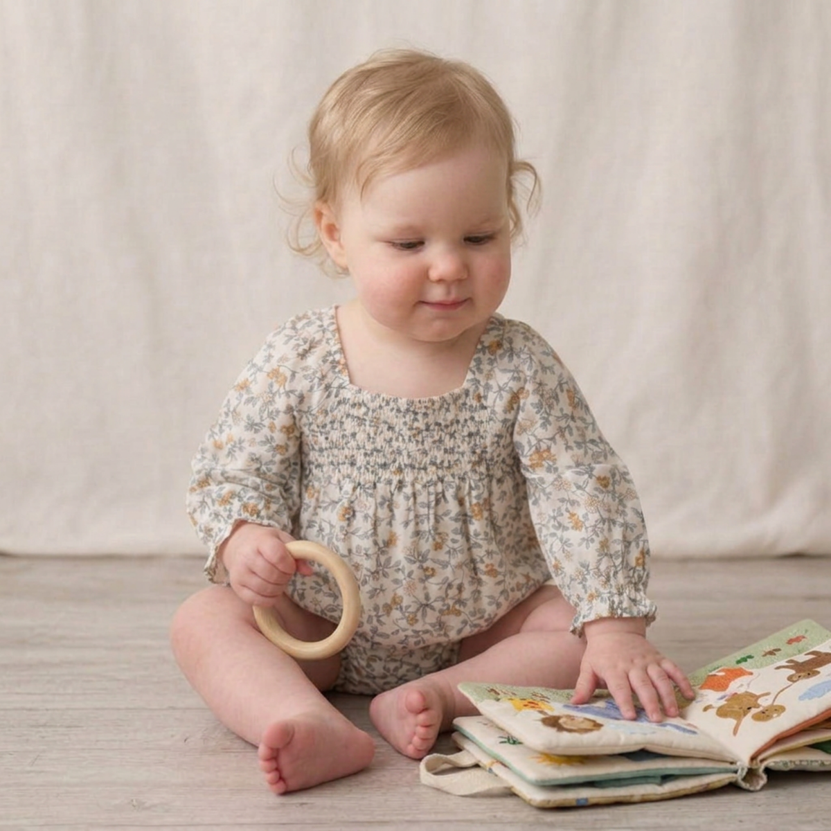 Organic Cotton Smocked Long Sleeve Romper for Babies – Ivy
