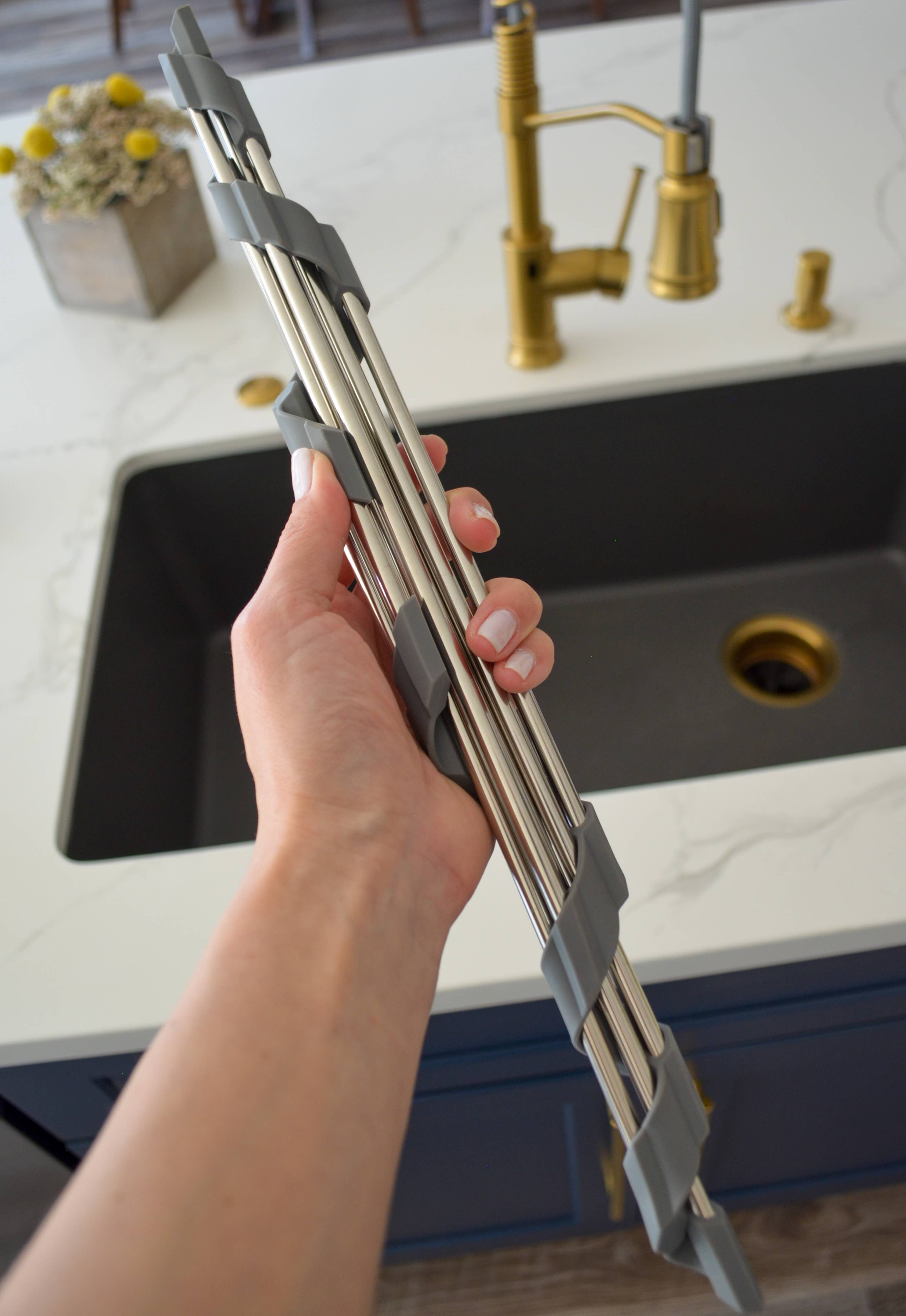 Corner Roll-Up Sink & Shower Rack - Thumbnail 4