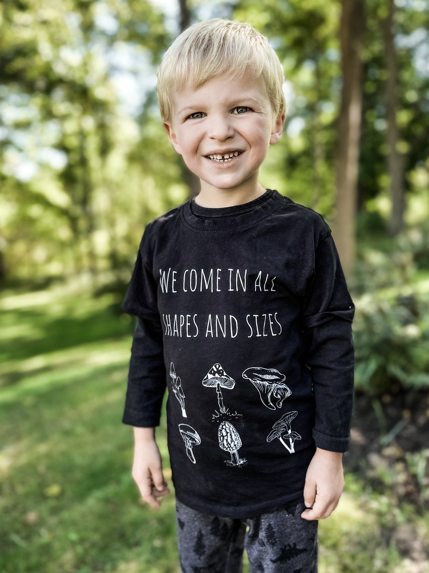 organic cotton kids' diversity inclusion fall mushrooms t-shirt