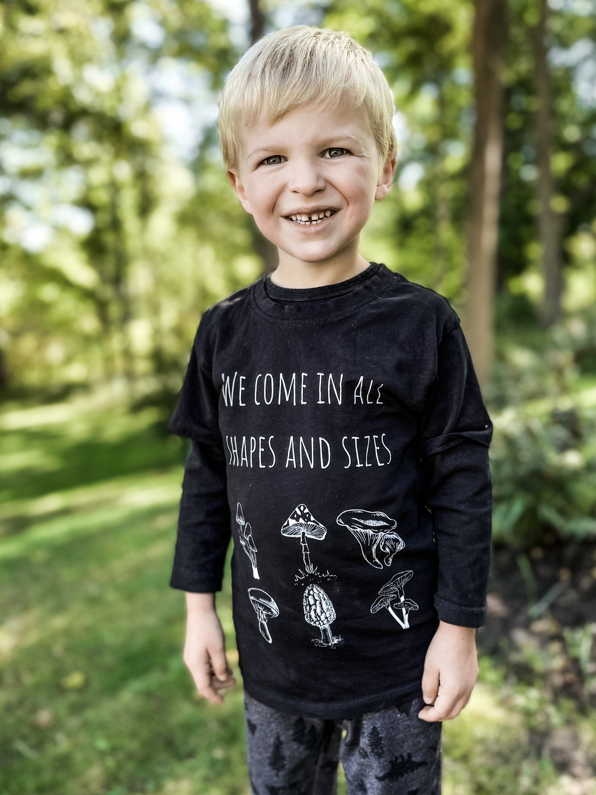organic cotton kids' diversity inclusion fall mushrooms t-shirt