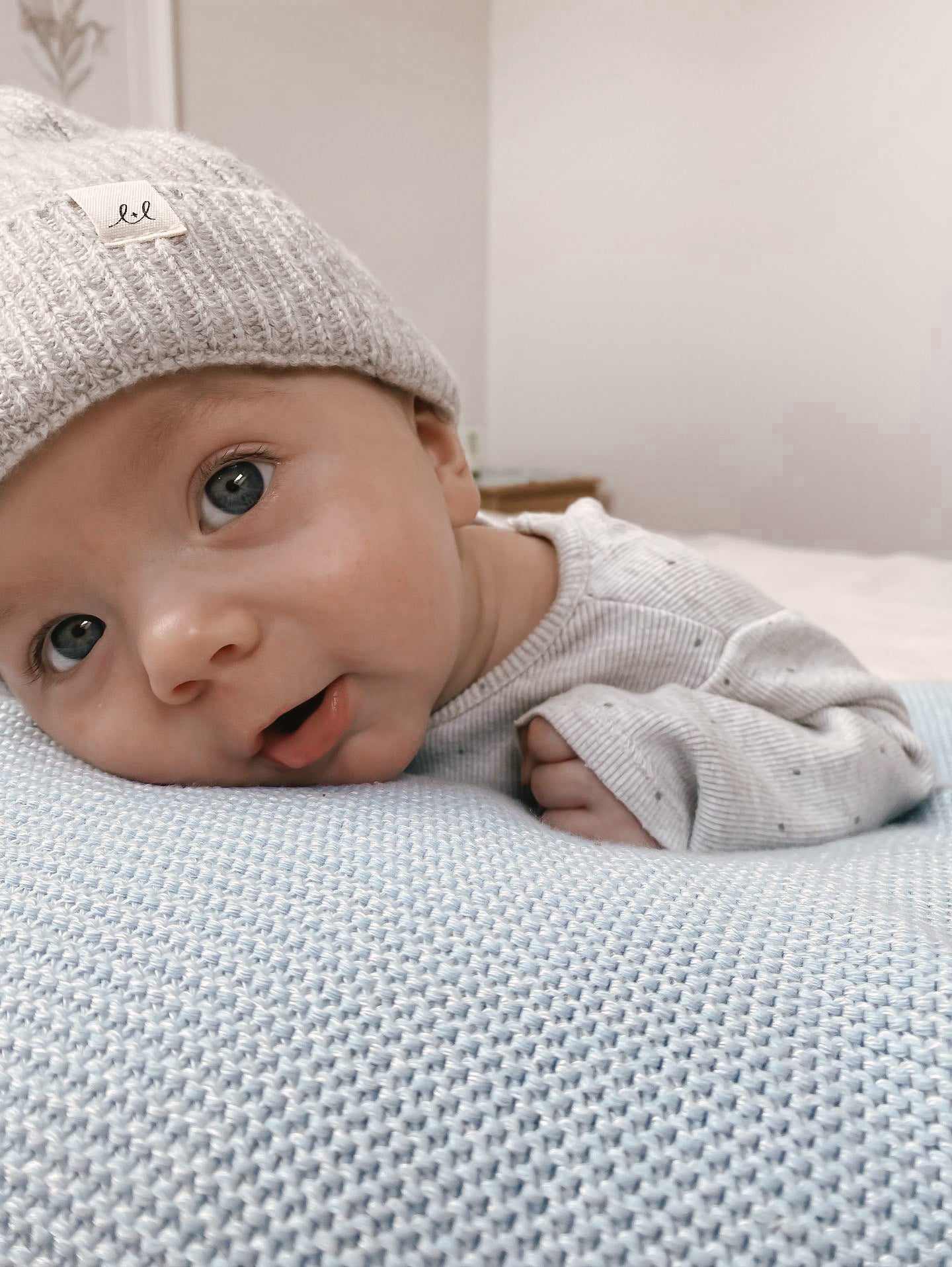 Luna + Luca Merino Wool Baby Knit Beanie - Heather Gray