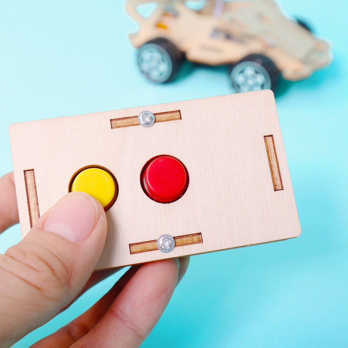 Kitsville Infrared Remote Control Car DIY Kit – Wooden STEM Building Kit for Kids