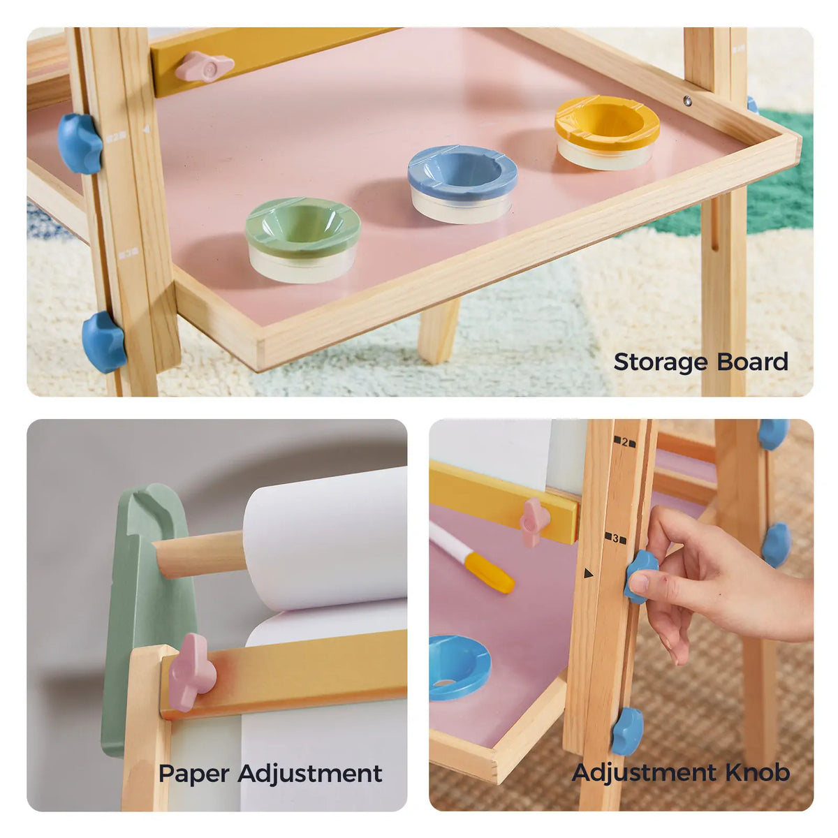 Tiny Land 3-in-1 Kids Art Easel – Chalkboard, Magnetic Whiteboard & Paper Roll