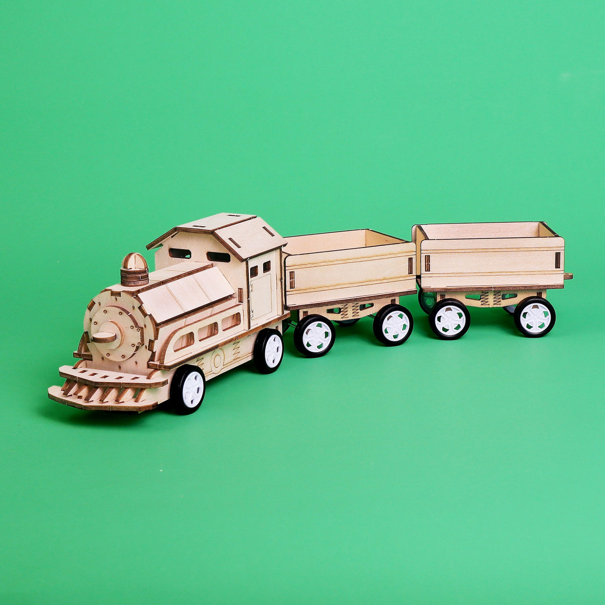 Kitsville Motorized Train DIY Kit – Wooden STEM Building Kit for Kids