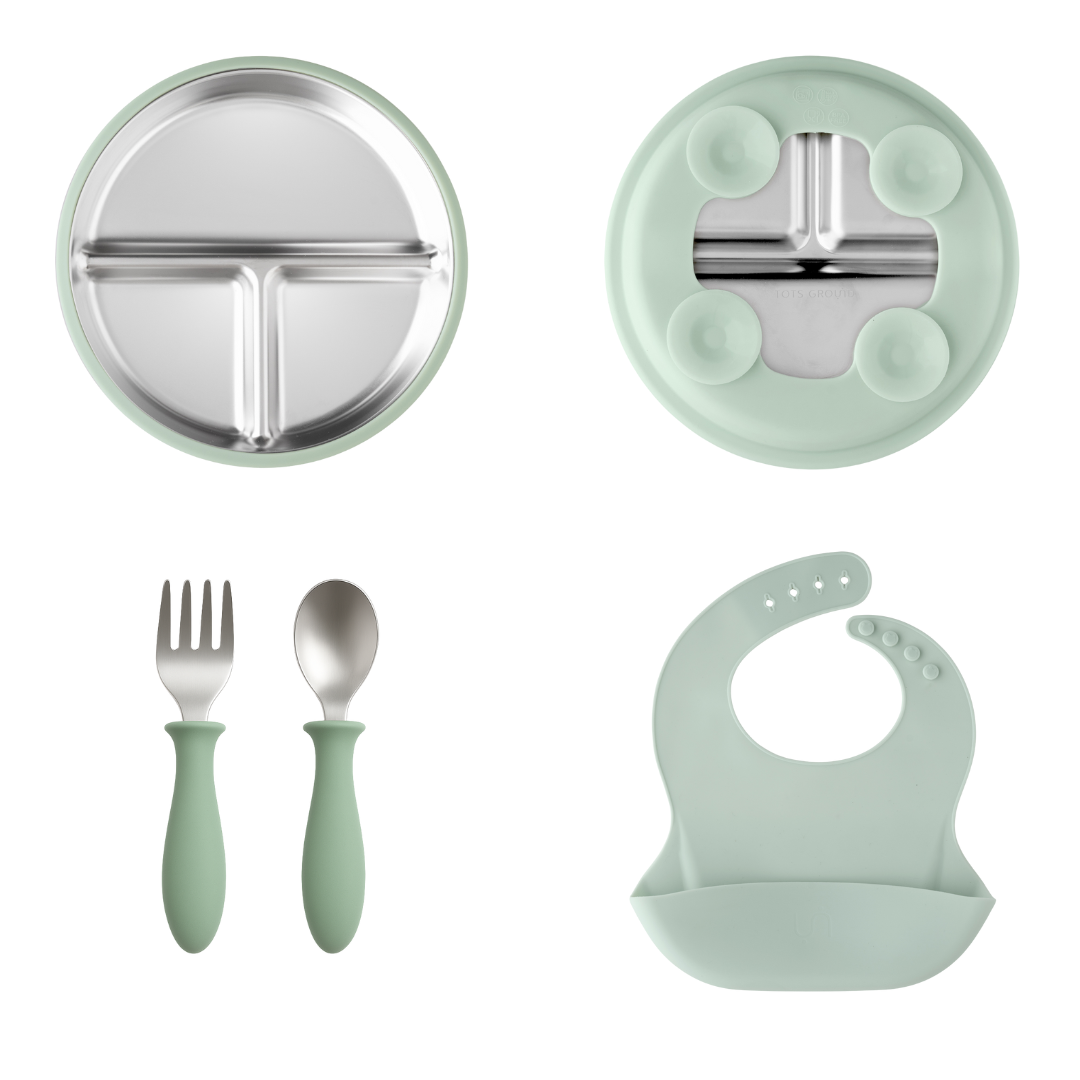 Tots Ground Complete Toddler Feeding Set - Stainless Steel & Silicone | Mocha Mousse