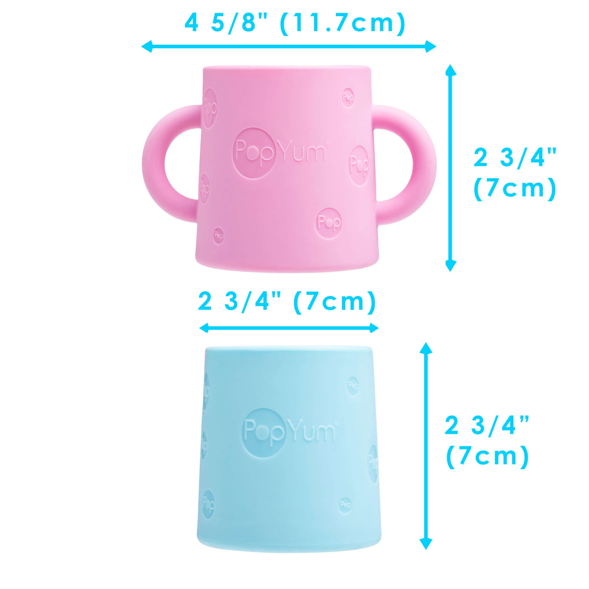 PopYum 5oz Silicone Training Cups, 2-Pack – Orchid Pink & Sky Blue (6+ Months)