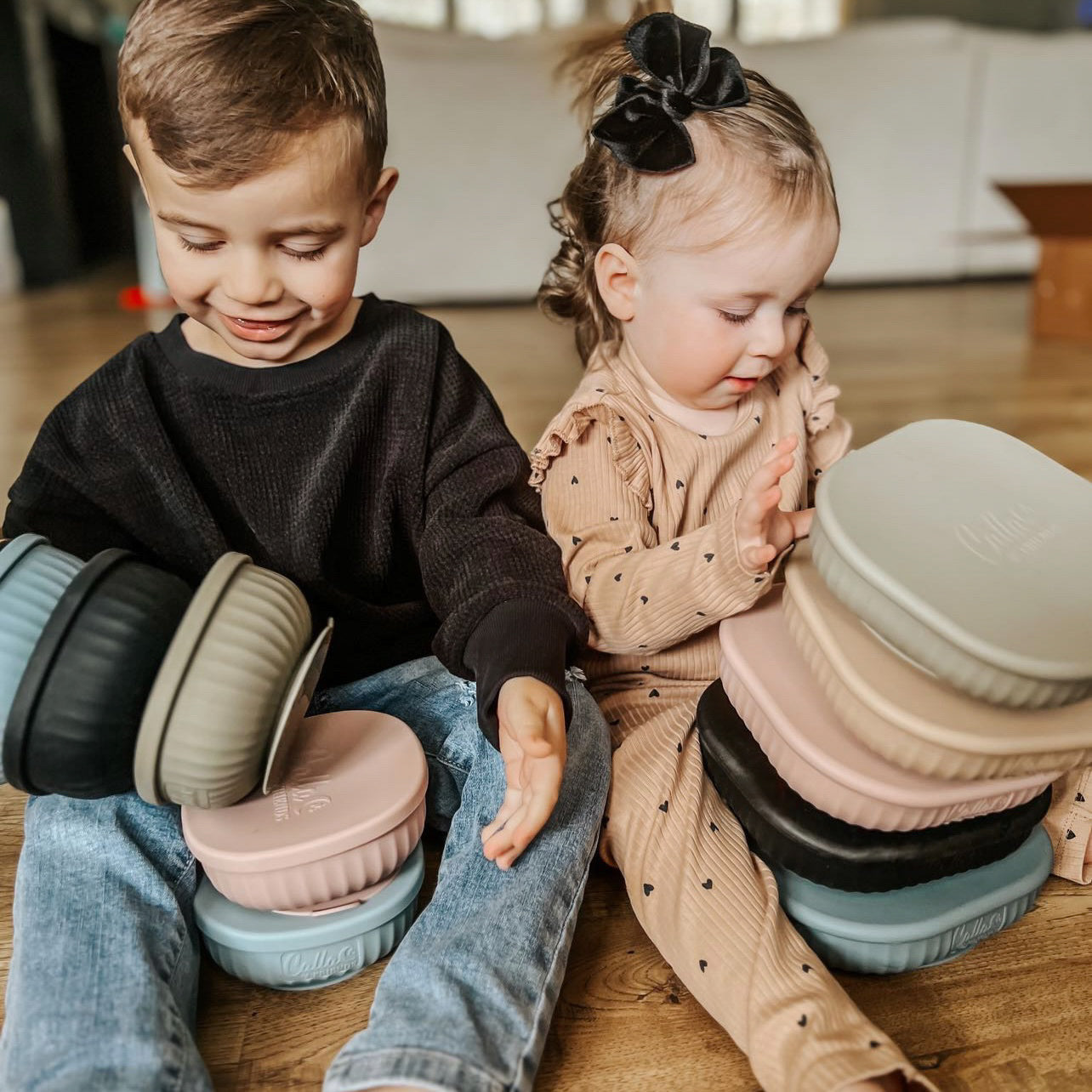 Calla and Friends Boston Bowl | 100% Food-Grade Silicone Suction Bowl with Lid | BPA-Free Toddler Bowl