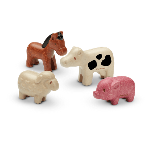 PlanToys Eco-Friendly Farm Animals Figurine Set for Kids