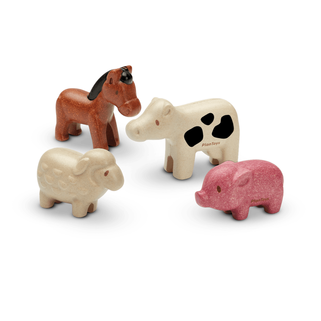 PlanToys Eco-Friendly Farm Animals Figurine Set for Kids